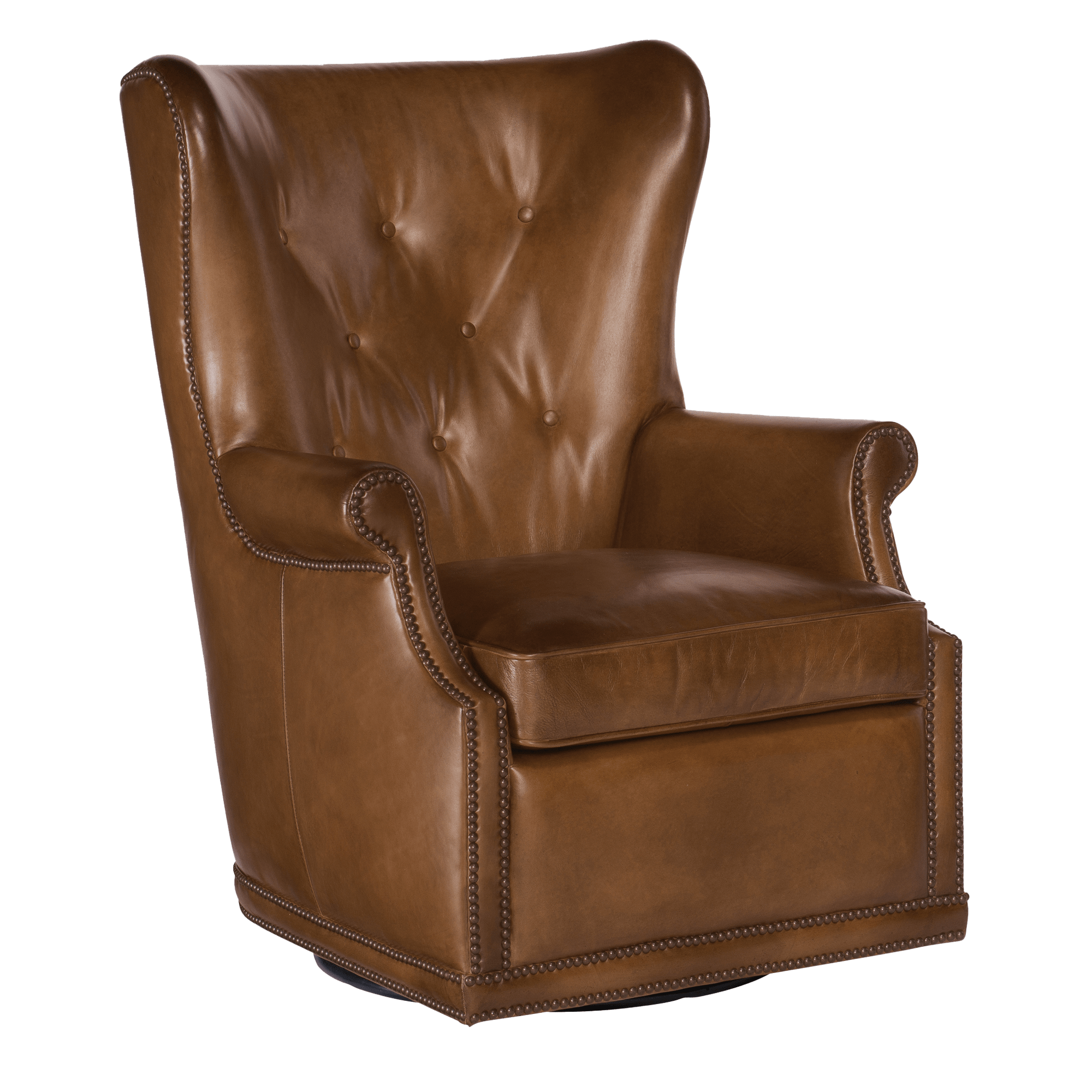 Melany 30.5" Wide Side Swivel Chair, Leather, Brown