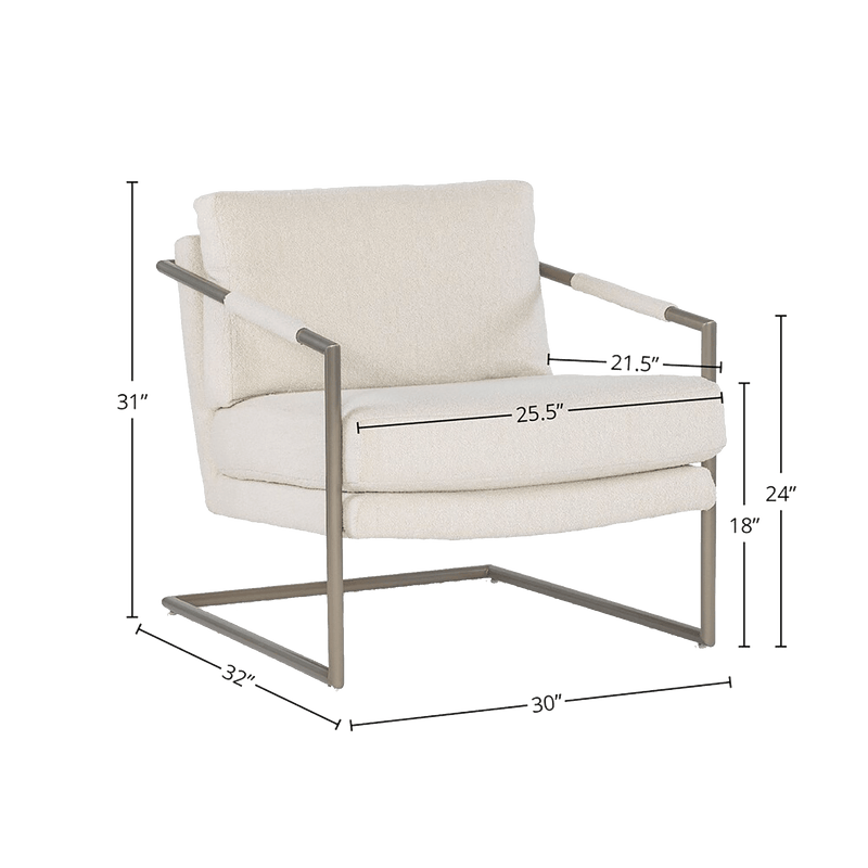 Mellette Fabric and Metal Chair, Natural