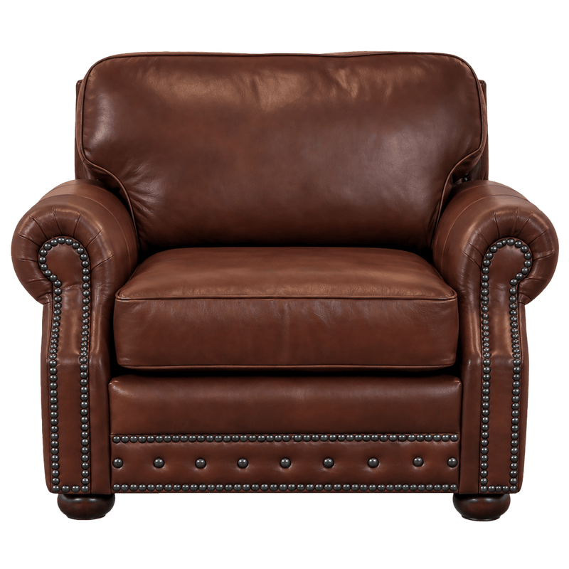 Middleton Genuine Leather Chair With Nailhead Trim - Made in the U.S.A. - Coja