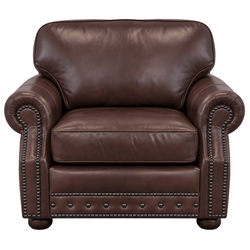 Middleton Genuine Leather Chair With Nailhead Trim - Made in the U.S.A. - Coja