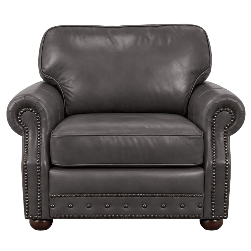 Middleton Genuine Leather Chair With Nailhead Trim - Made in the U.S.A. - Coja