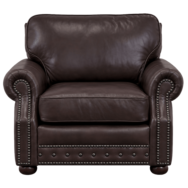 Middleton Genuine Leather Chair With Nailhead Trim - Made in the U.S.A. - Coja
