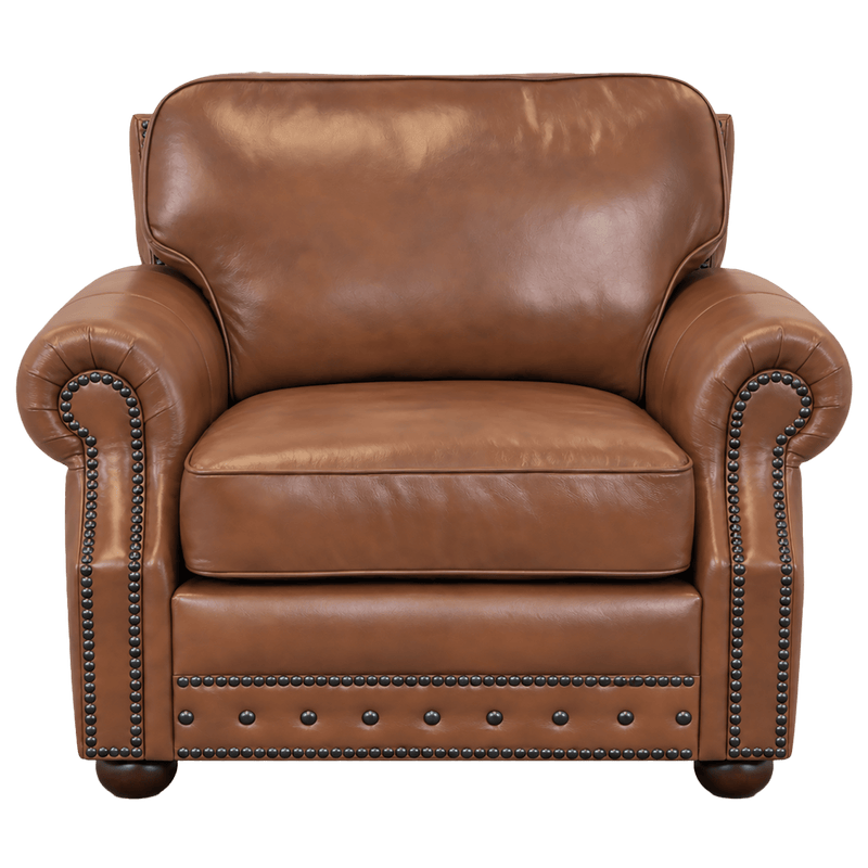 Middleton Genuine Leather Chair With Nailhead Trim - Made in the U.S.A. - Coja