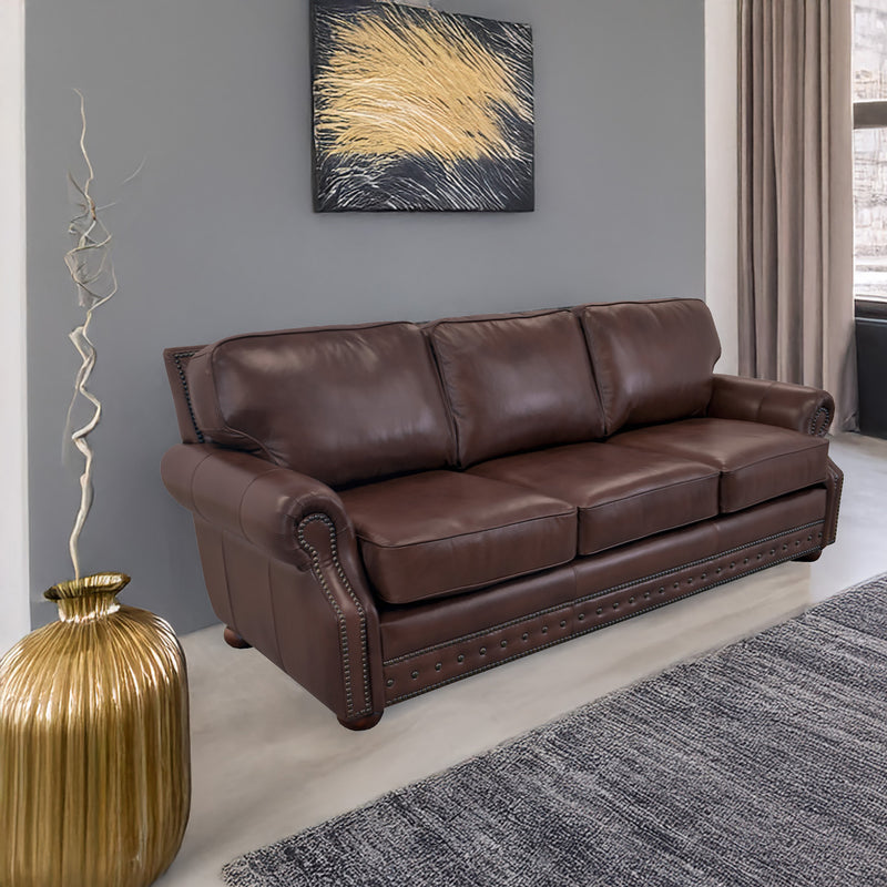 Middleton Genuine Leather Sofa With Nailhead Trim - Made in the U.S.A. - Coja