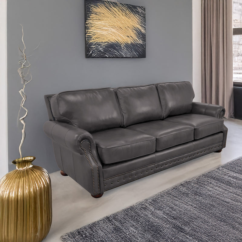Middleton Genuine Leather Sofa With Nailhead Trim - Made in the U.S.A. - Coja