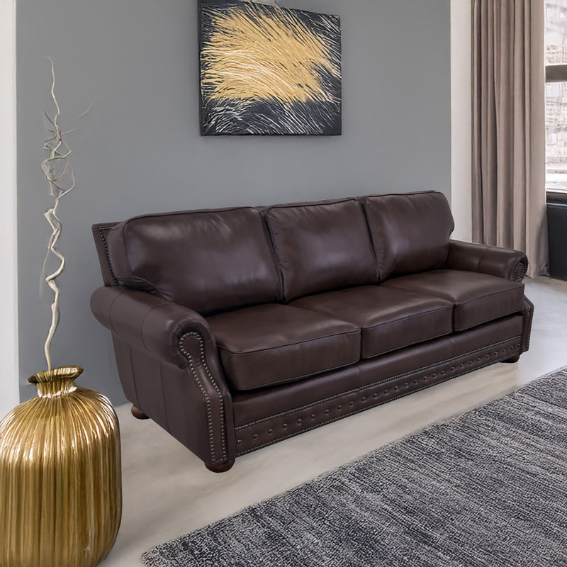 Middleton Genuine Leather Sofa With Nailhead Trim - Made in the U.S.A. - Coja