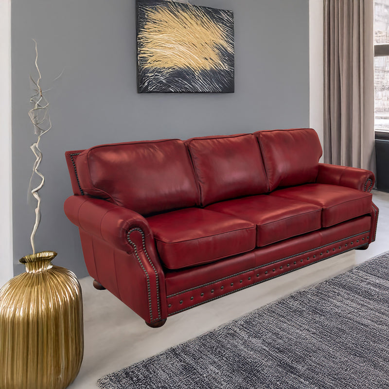 Middleton Genuine Leather Sofa With Nailhead Trim - Made in the U.S.A. - Coja