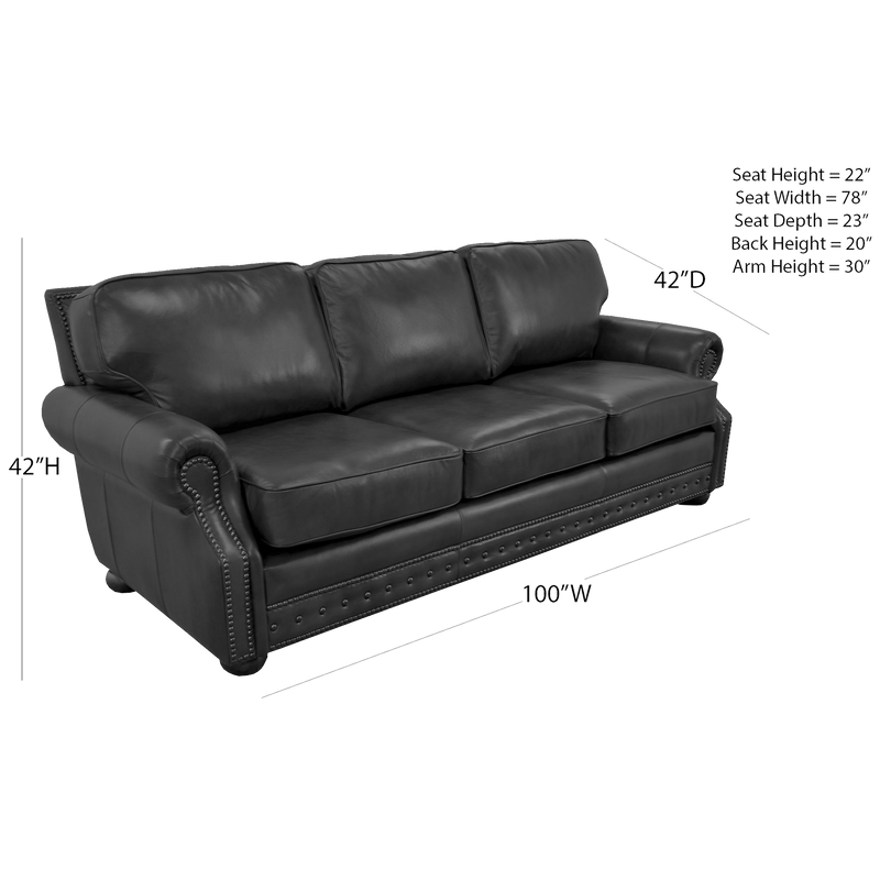 Middleton Genuine Leather Sofa With Nailhead Trim - Made in the U.S.A. - Coja