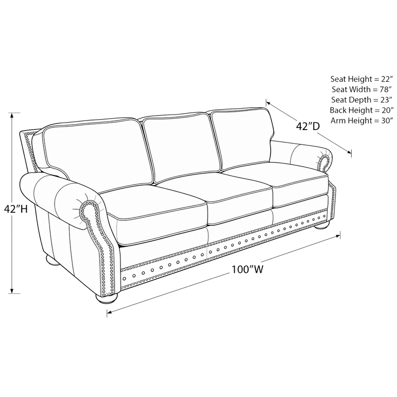 Middleton Genuine Leather Sofa With Nailhead Trim - Made in the U.S.A. - Coja