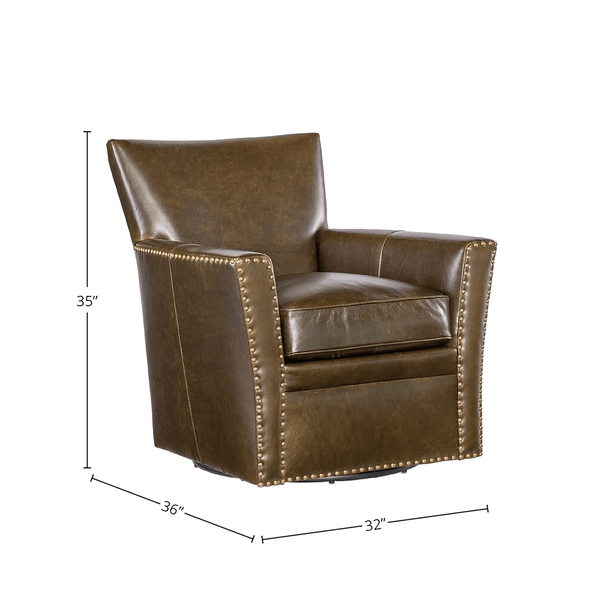 Mina Leather Swivel Chair, Brown