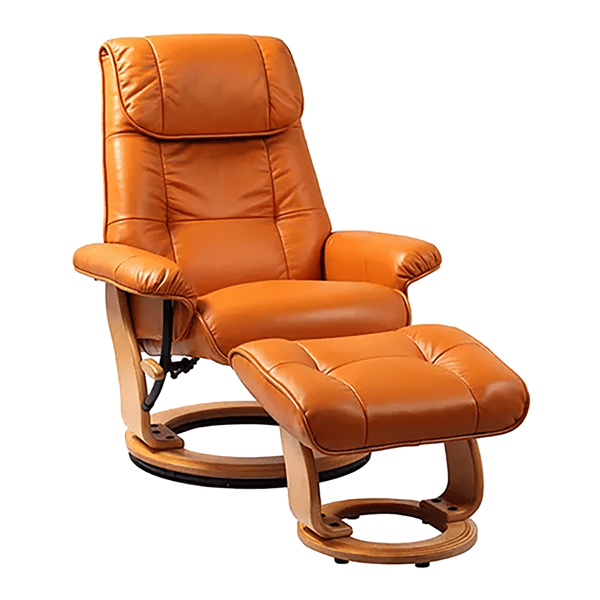 Muscat Leather Swivel Recliner with Matching Ottoman