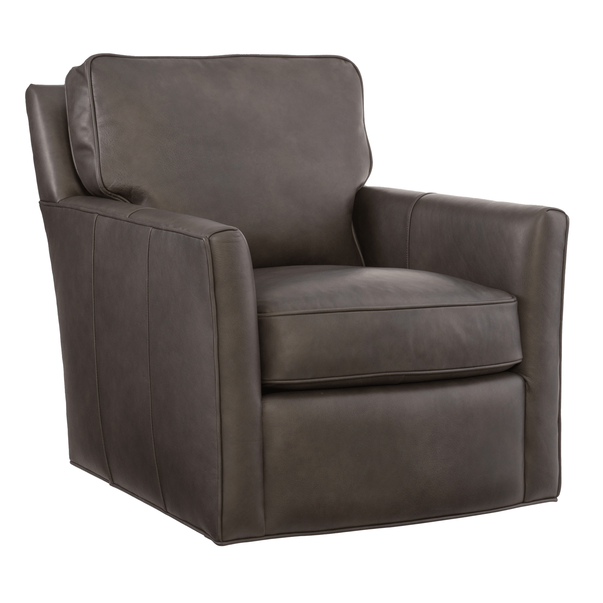Myla 30" Wide Swivel Side Chair, Leather, Brown - Coja