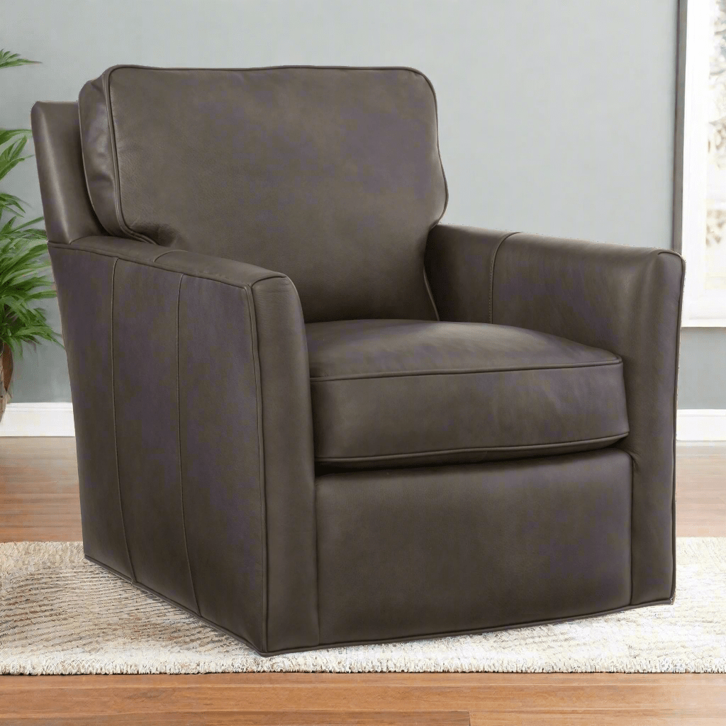 Myla 30&quot; Wide Swivel Side Chair, Leather, Brown - Coja