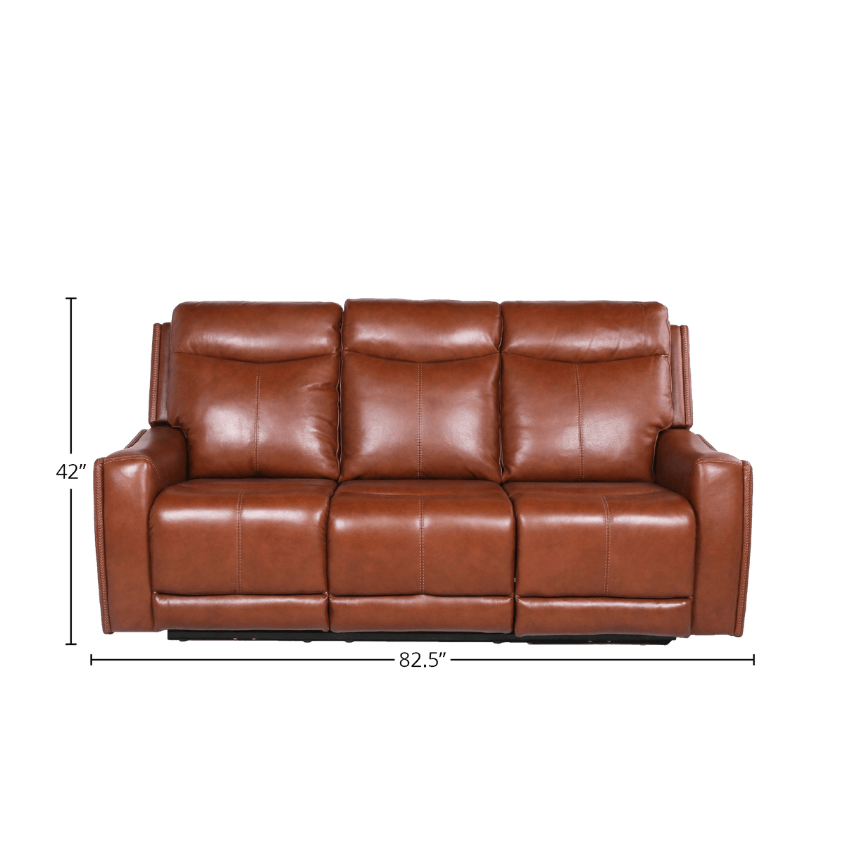 Numero Leather Power Reclining Sofa with Articulating Headrest, Cognac