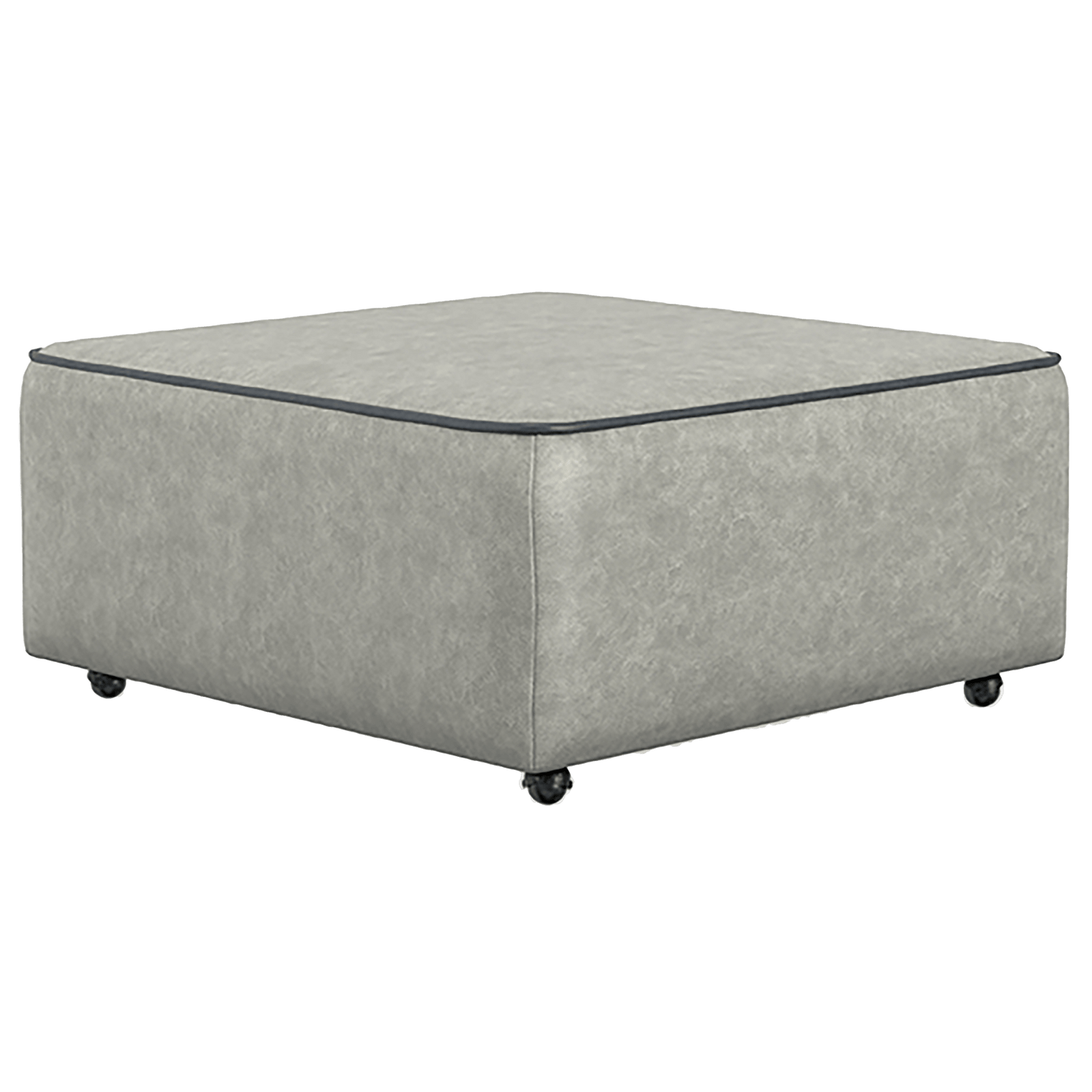 Nahele Castered Faux Leather Cocktail Ottoman, With Contrasting Welt - Coja