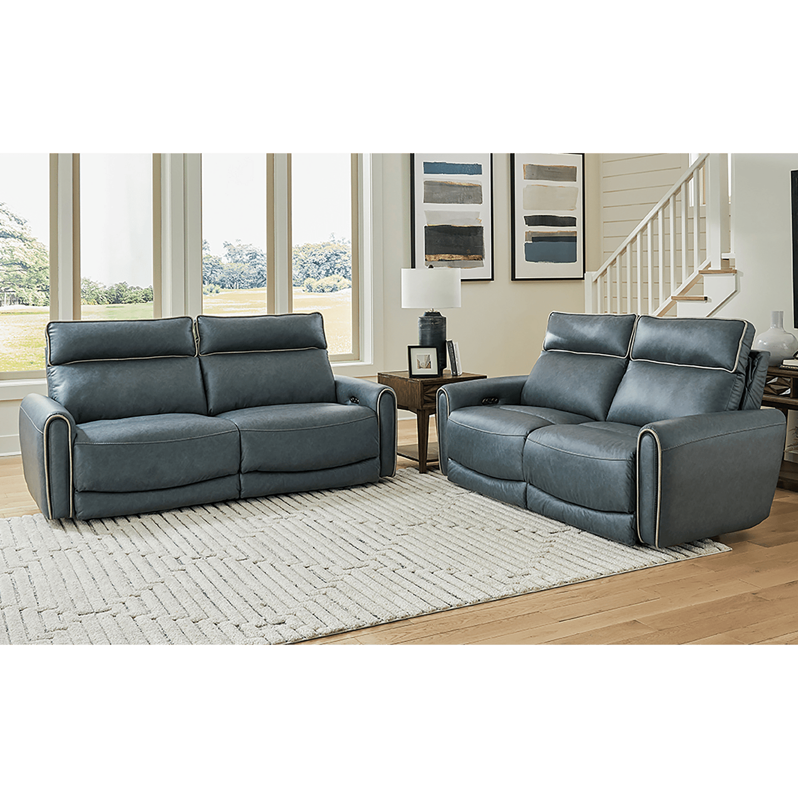 Nahele Two Piece Faux Leather Recliner Living Room Set, With Power Articulating Headrest - Coja