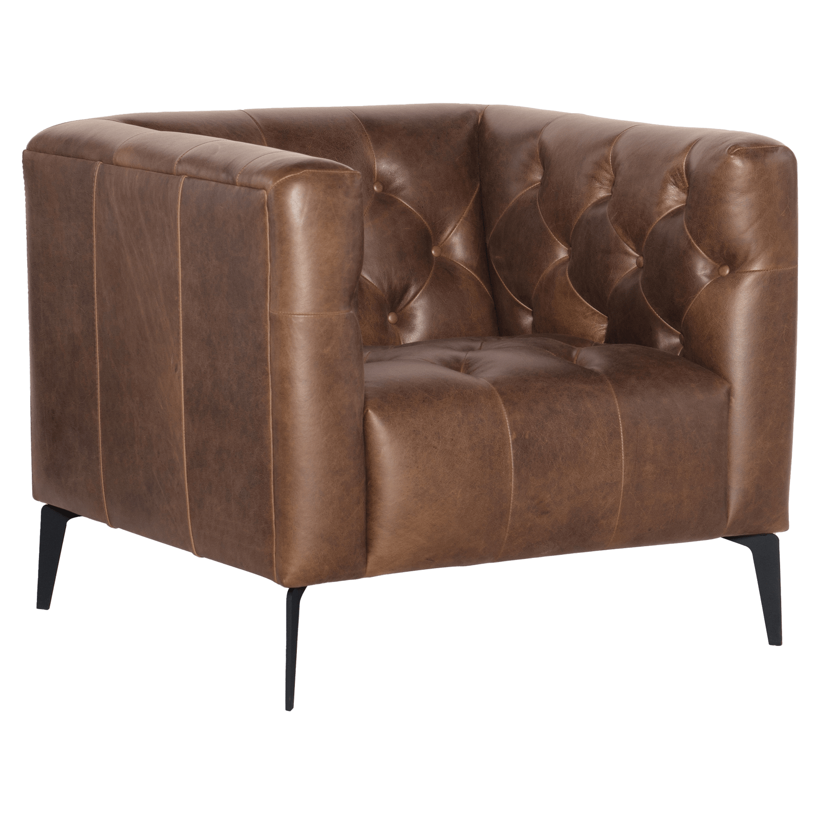Nonie 34" Wide Side Chair, Leather, Brown - Coja