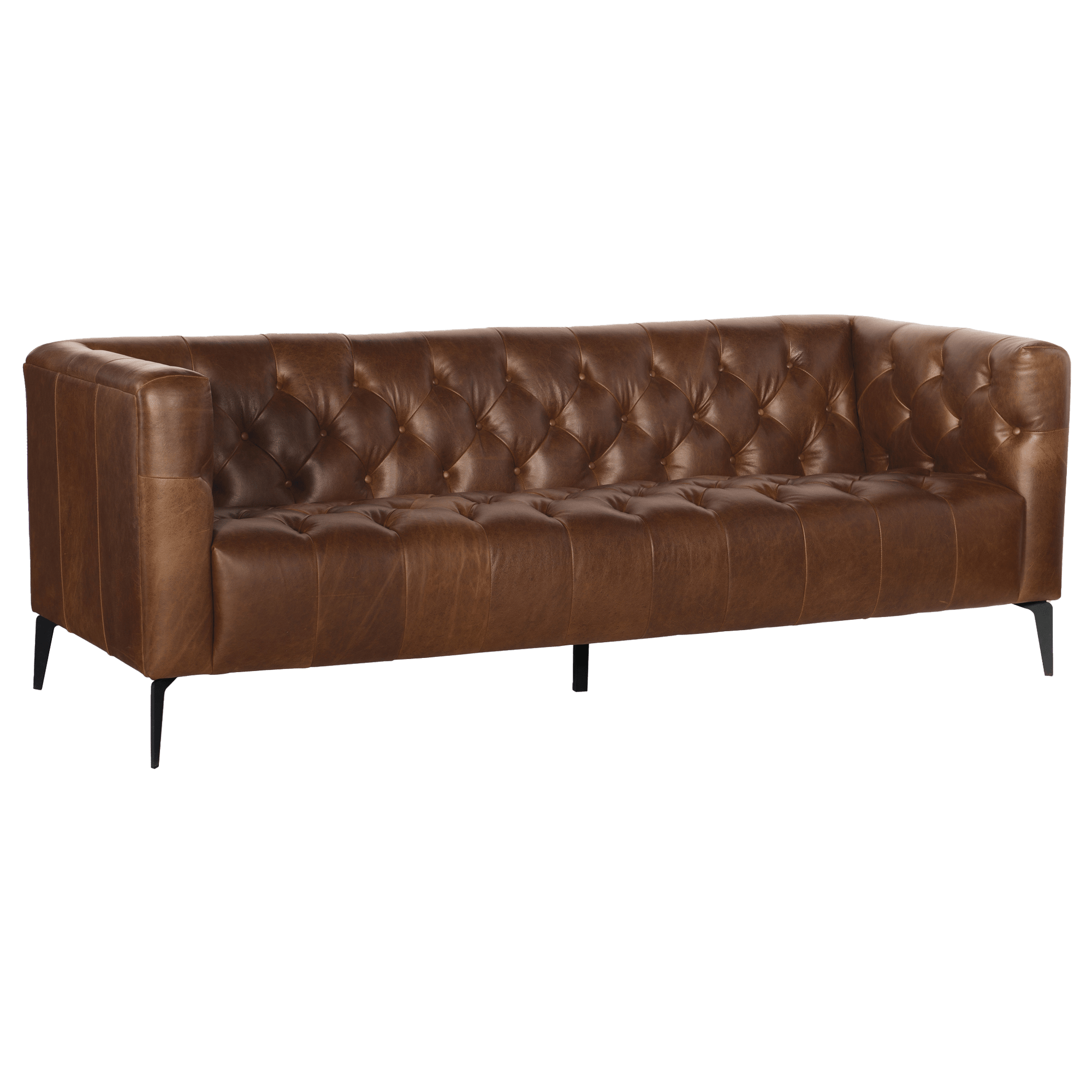 Nonie 84" Wide Upholstered Leather Sofa, Brown - Coja