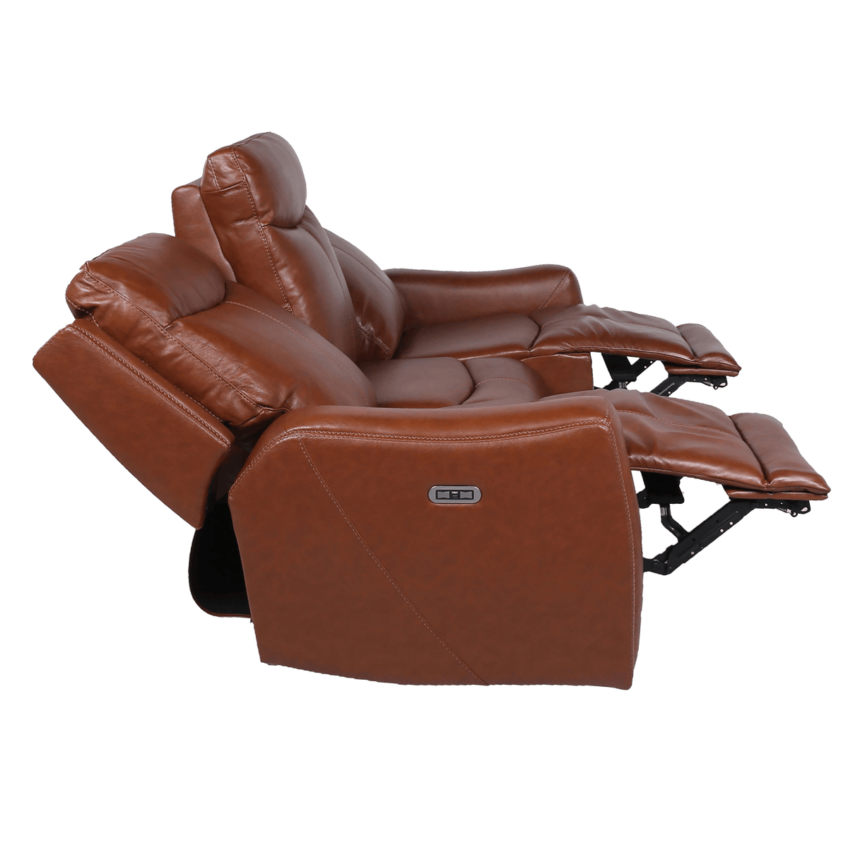 Numero Leather Power Reclining Sofa with Articulating Headrest, Cognac