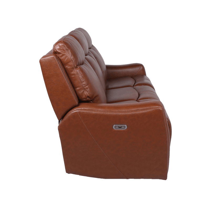 Numero Leather Power Reclining Sofa with Articulating Headrest, Cognac