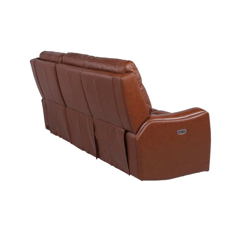 Numero Leather Power Reclining Sofa with Articulating Headrest, Cognac