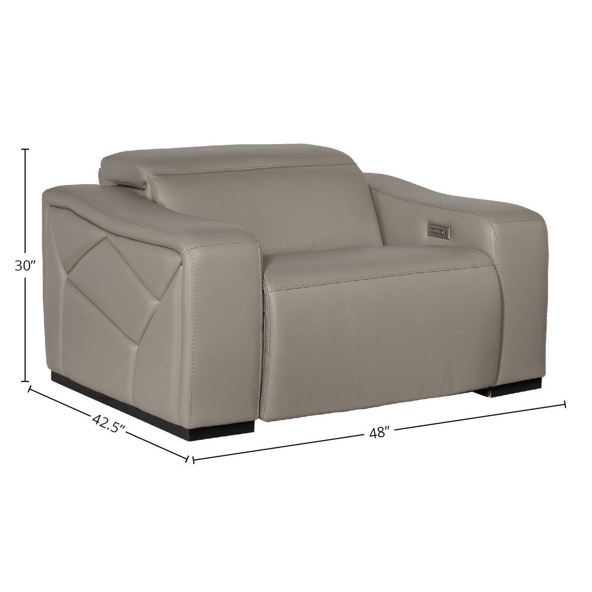 Otilla Power Recliner with Articulating Headrest, Leather, Gray - Coja
