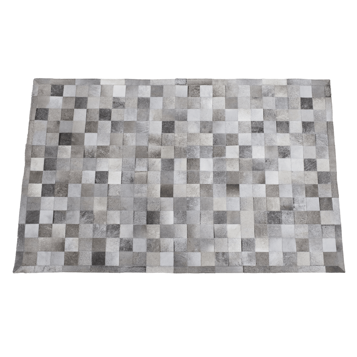 Obsidian Plaid Hair On Leather Rug, Rectangle 5&#39; x 8&#39; - Coja