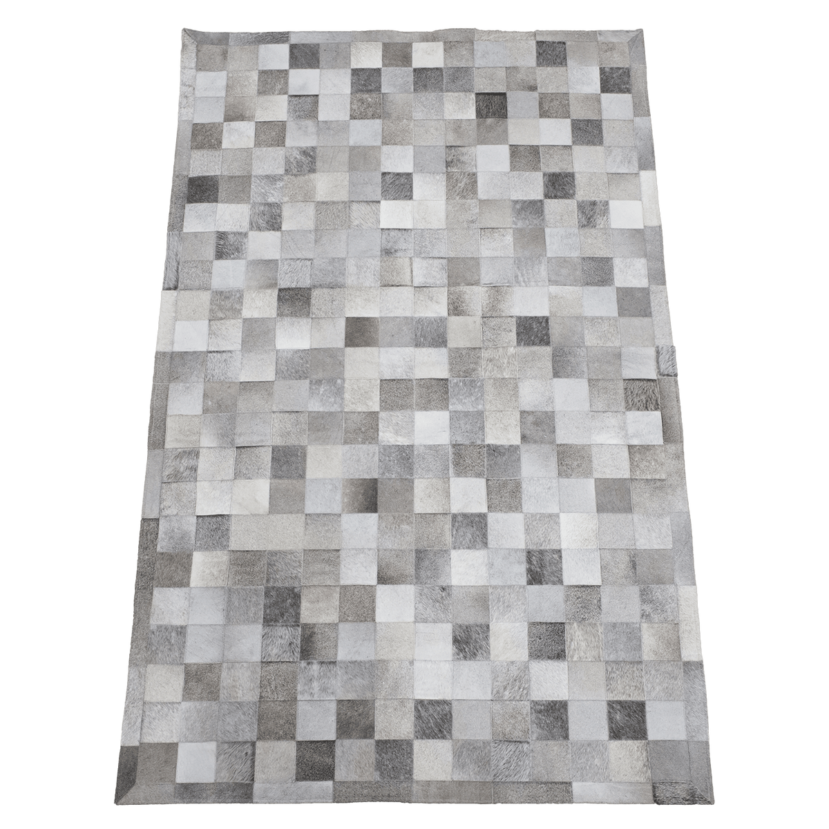 Obsidian Plaid Hair On Leather Rug, Rectangle 5&#39; x 8&#39; - Coja