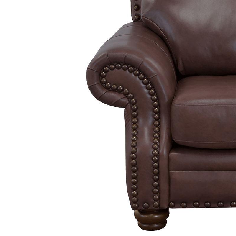 Parker Genuine Leather Loveseat With Nailhead Trim - Made in the U.S.A. - Coja