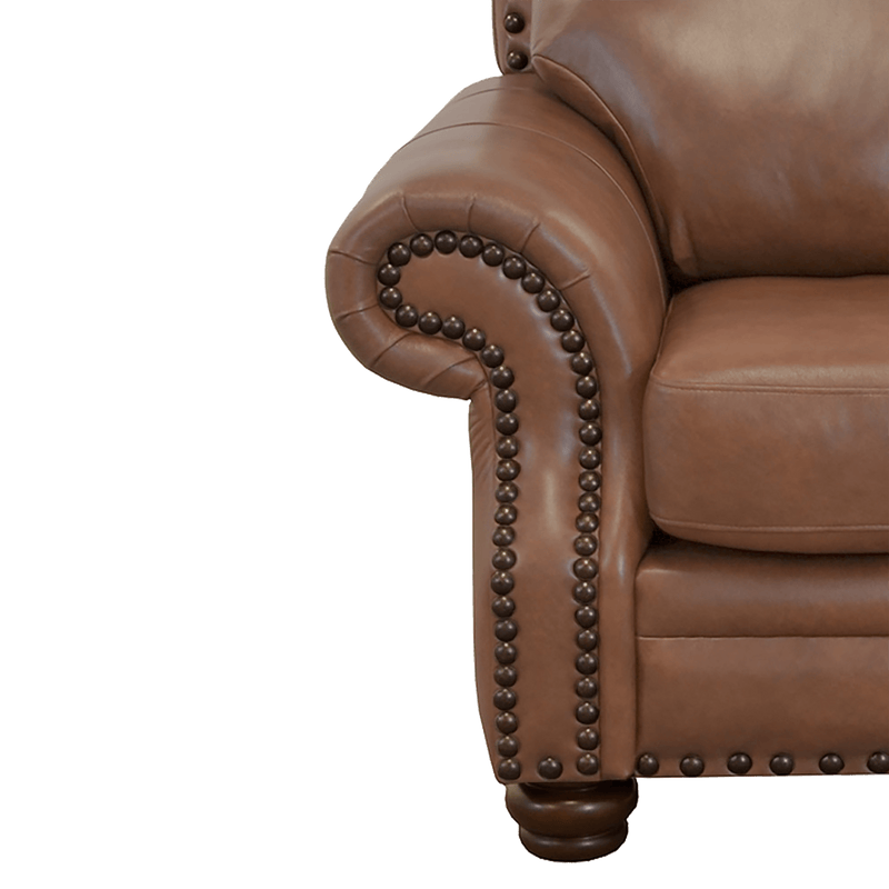 Parker Genuine Leather Loveseat With Nailhead Trim - Made in the U.S.A. - Coja