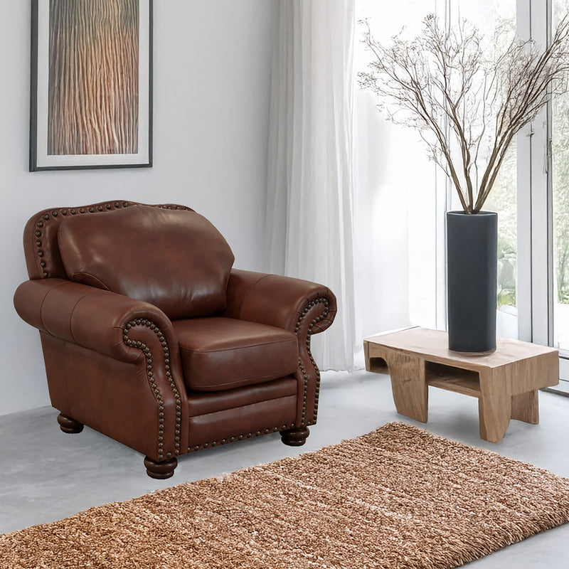 Parker Genuine Leather Chair With Nailhead Trim - Made in the U.S.A. - Coja