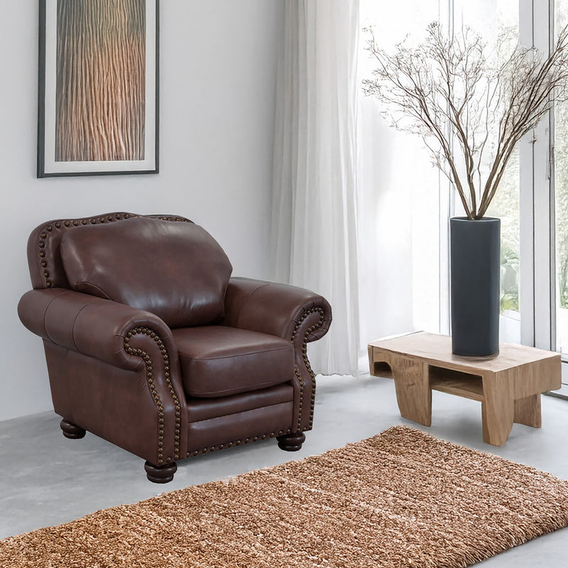 Parker Genuine Leather Chair With Nailhead Trim - Made in the U.S.A. - Coja