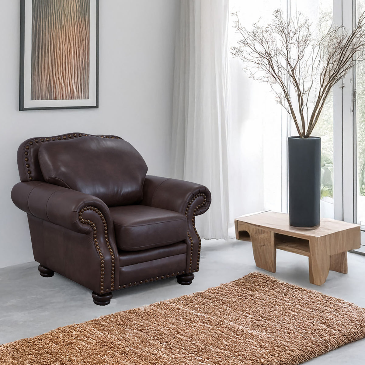 Parker Genuine Leather Chair With Nailhead Trim - Made in the U.S.A. - Coja
