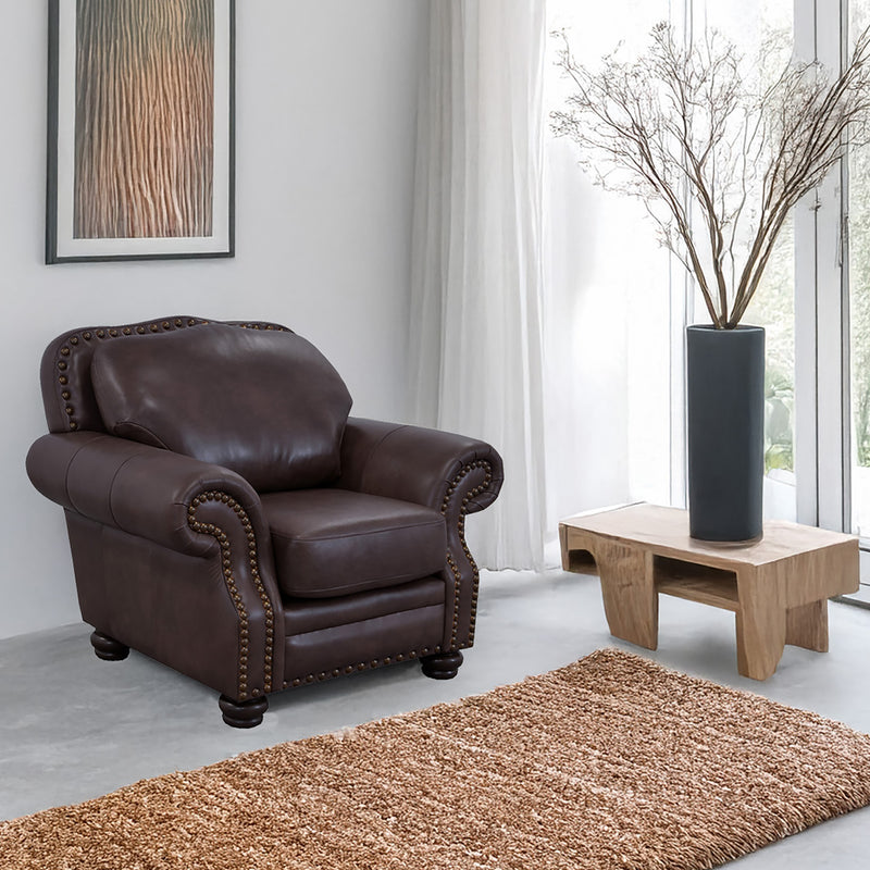 Parker Genuine Leather Chair With Nailhead Trim - Made in the U.S.A. - Coja