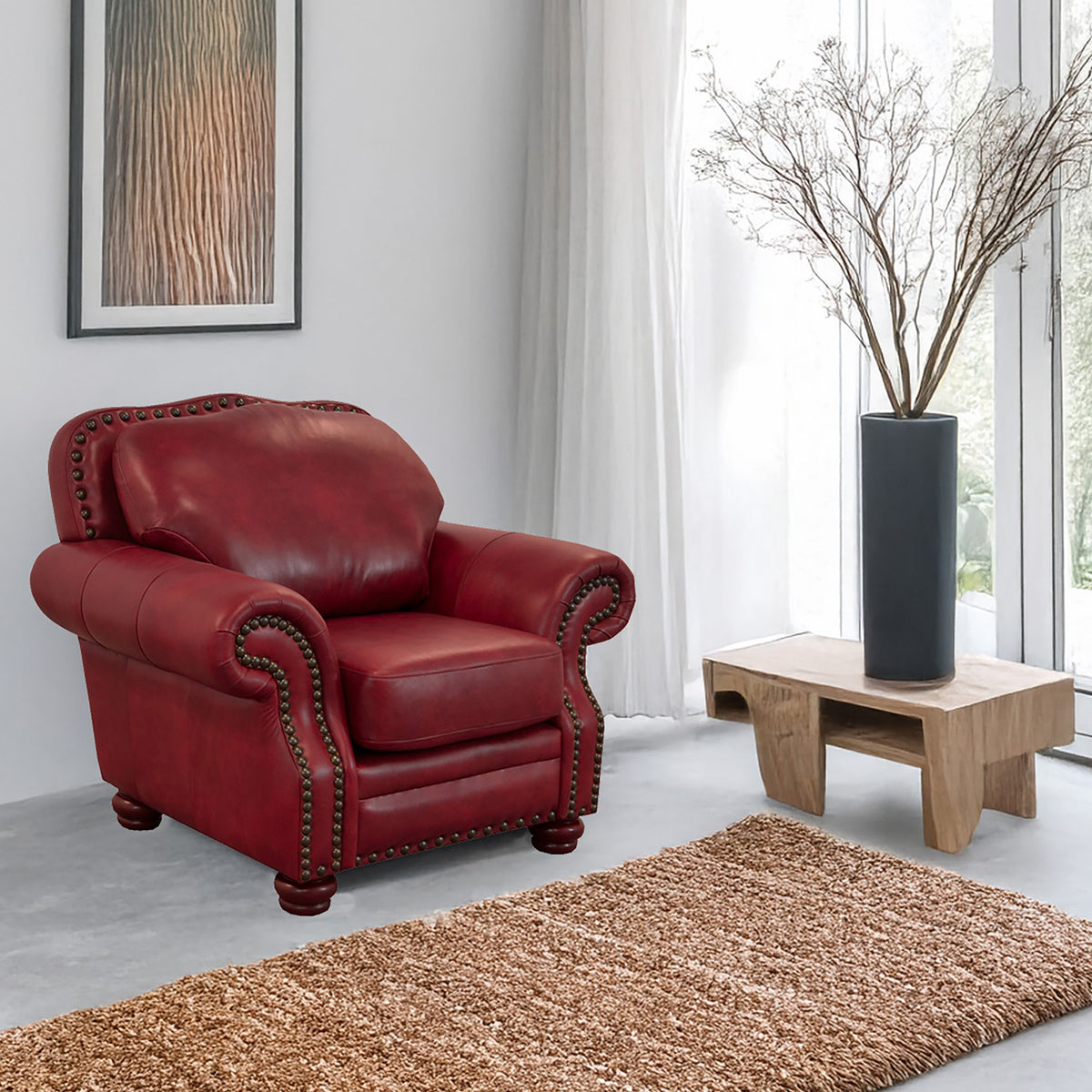 Parker Genuine Leather Chair With Nailhead Trim - Made in the U.S.A. - Coja