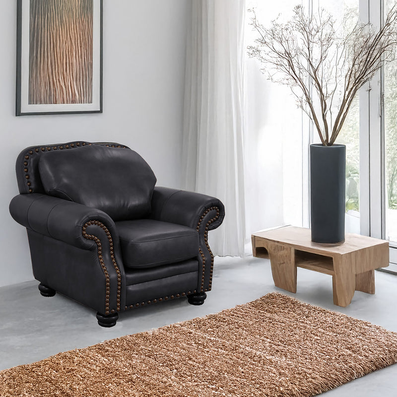 Parker Genuine Leather Chair With Nailhead Trim - Made in the U.S.A. - Coja