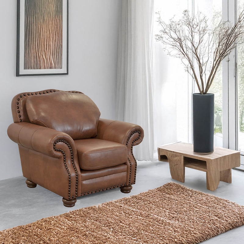 Parker Genuine Leather Chair With Nailhead Trim - Made in the U.S.A. - Coja