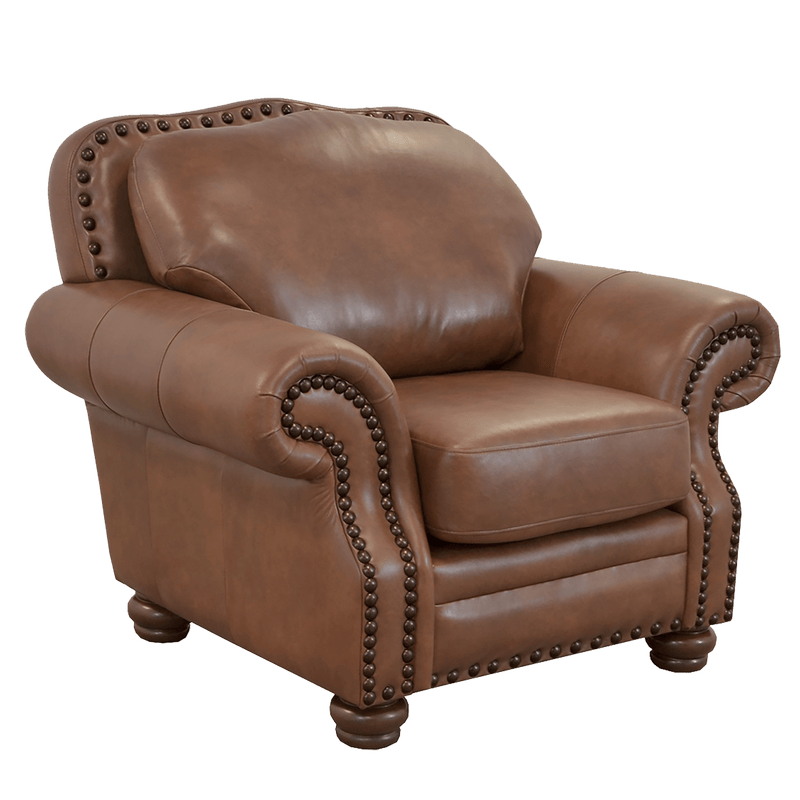 Parker Genuine Leather Chair With Nailhead Trim - Made in the U.S.A. - Coja