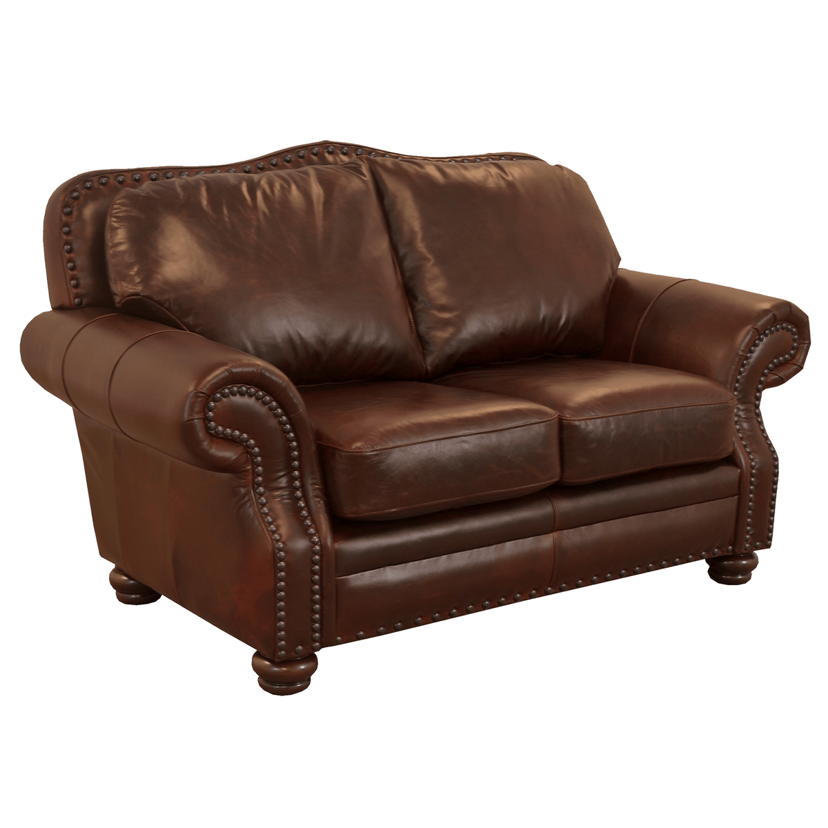 Parker Genuine Leather Loveseat With Nailhead Trim - Made in the U.S.A. - Coja