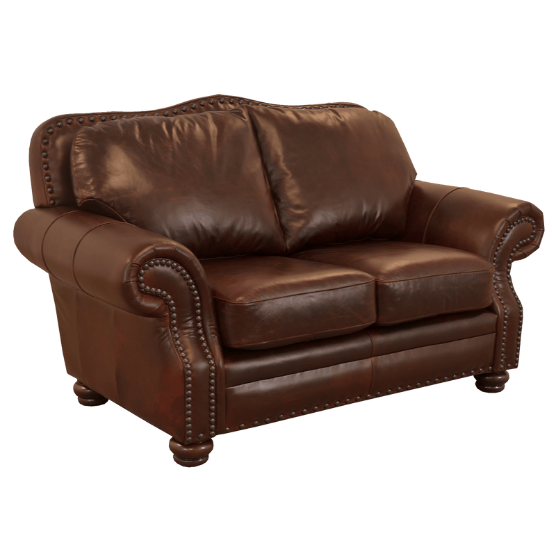 Parker Genuine Leather Loveseat With Nailhead Trim - Made in the U.S.A. - Coja