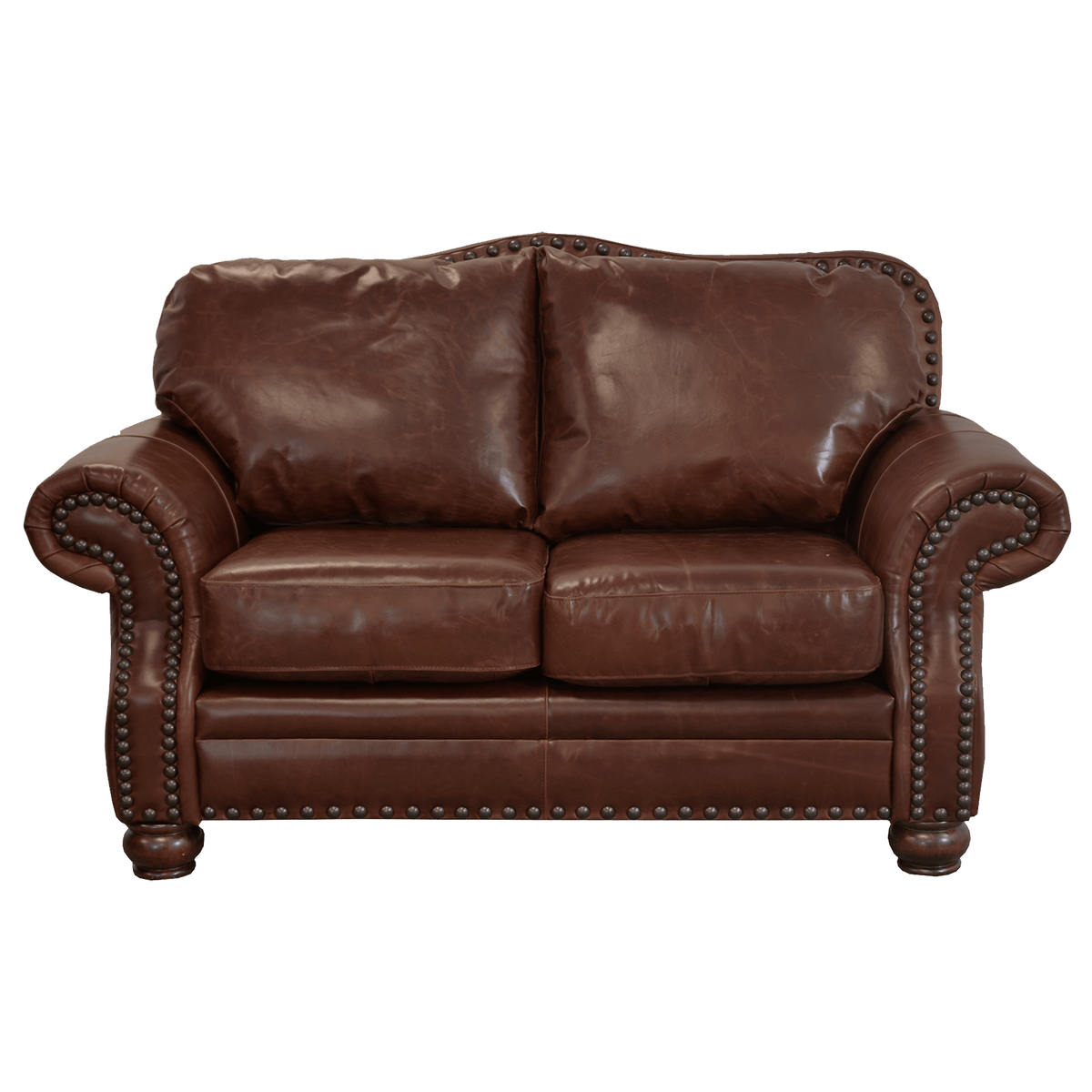 Parker Genuine Leather Loveseat With Nailhead Trim - Made in the U.S.A. - Coja