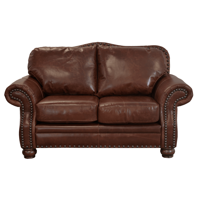 Parker Genuine Leather Loveseat With Nailhead Trim - Made in the U.S.A. - Coja