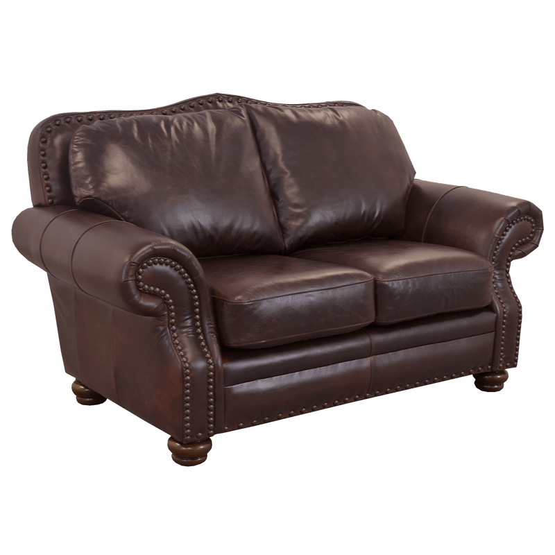 Parker Genuine Leather Loveseat With Nailhead Trim - Made in the U.S.A. - Coja