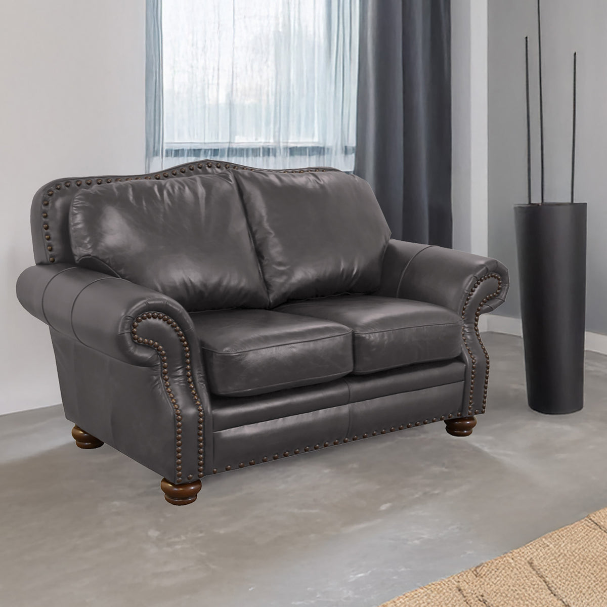 Parker Genuine Leather Loveseat With Nailhead Trim - Made in the U.S.A. - Coja