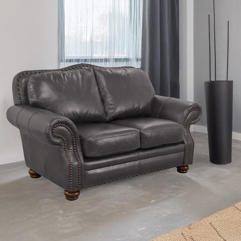 Parker Genuine Leather Loveseat With Nailhead Trim - Made in the U.S.A. - Coja