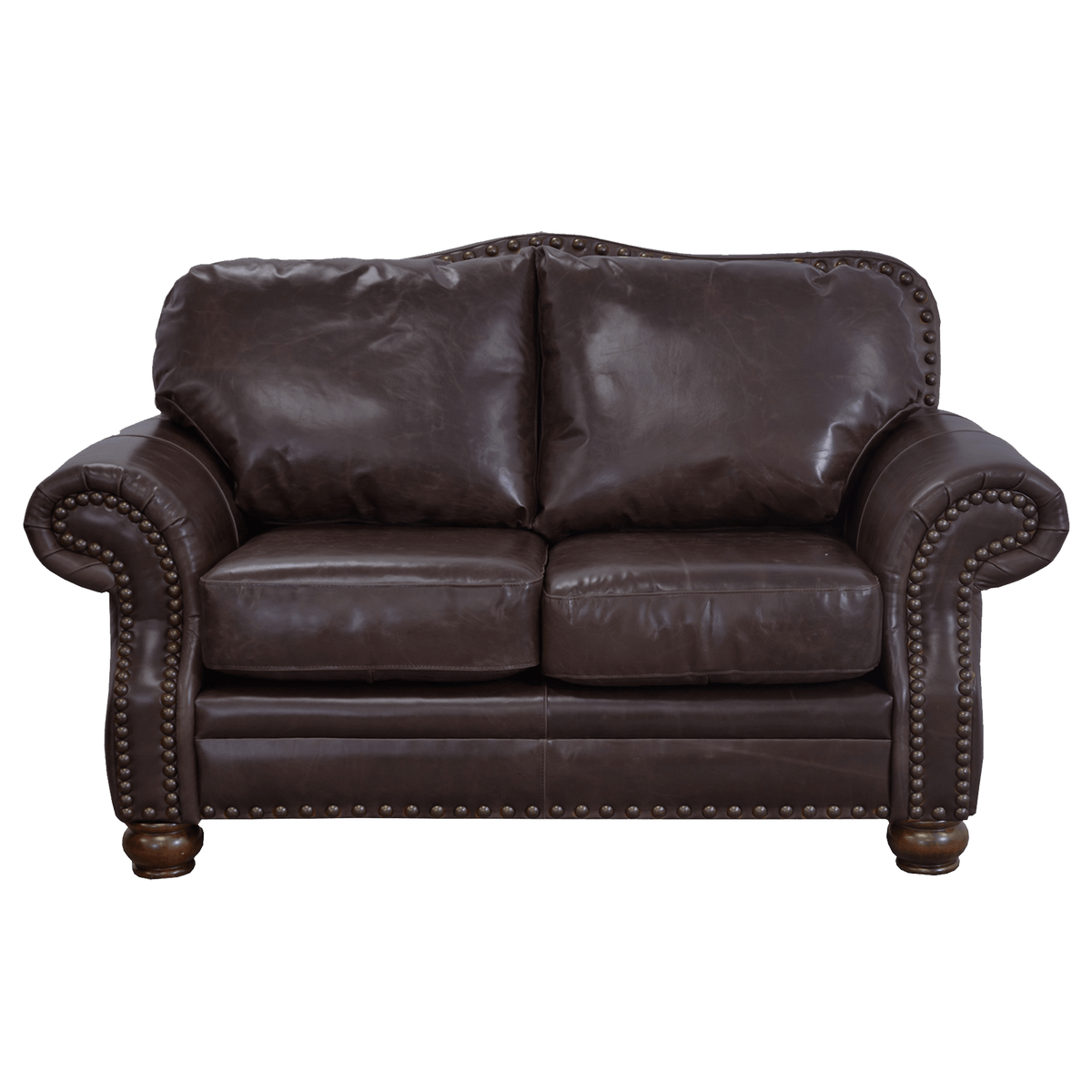Parker Genuine Leather Loveseat With Nailhead Trim - Made in the U.S.A. - Coja