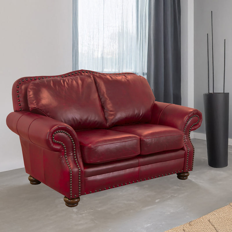 Parker Genuine Leather Loveseat With Nailhead Trim - Made in the U.S.A. - Coja