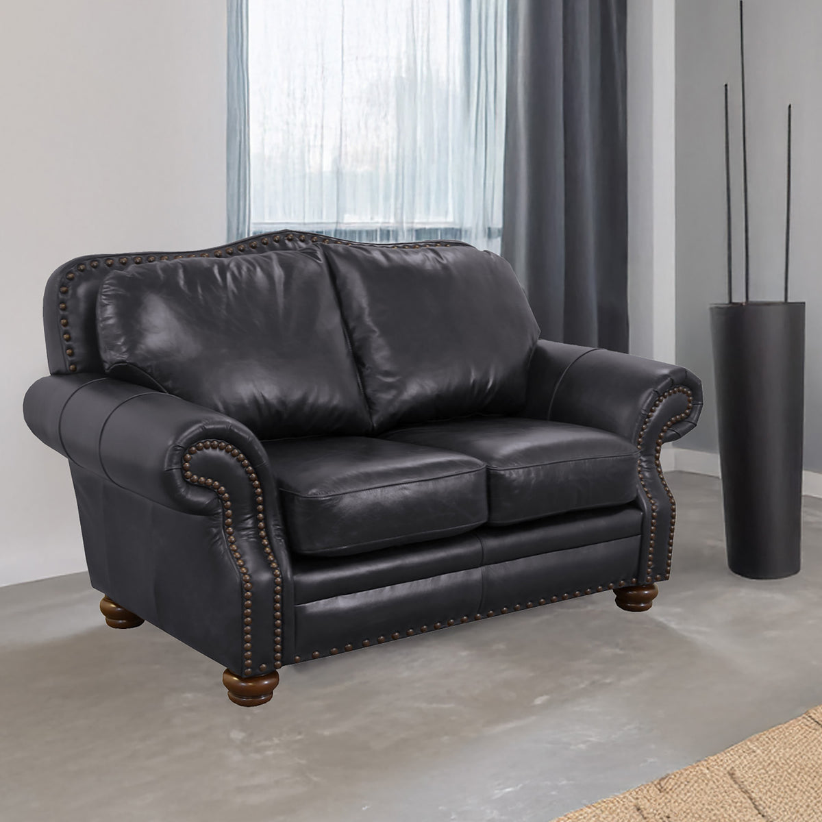 Parker Genuine Leather Loveseat With Nailhead Trim - Made in the U.S.A. - Coja