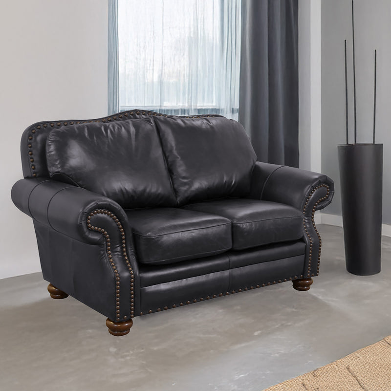 Parker Genuine Leather Loveseat With Nailhead Trim - Made in the U.S.A. - Coja