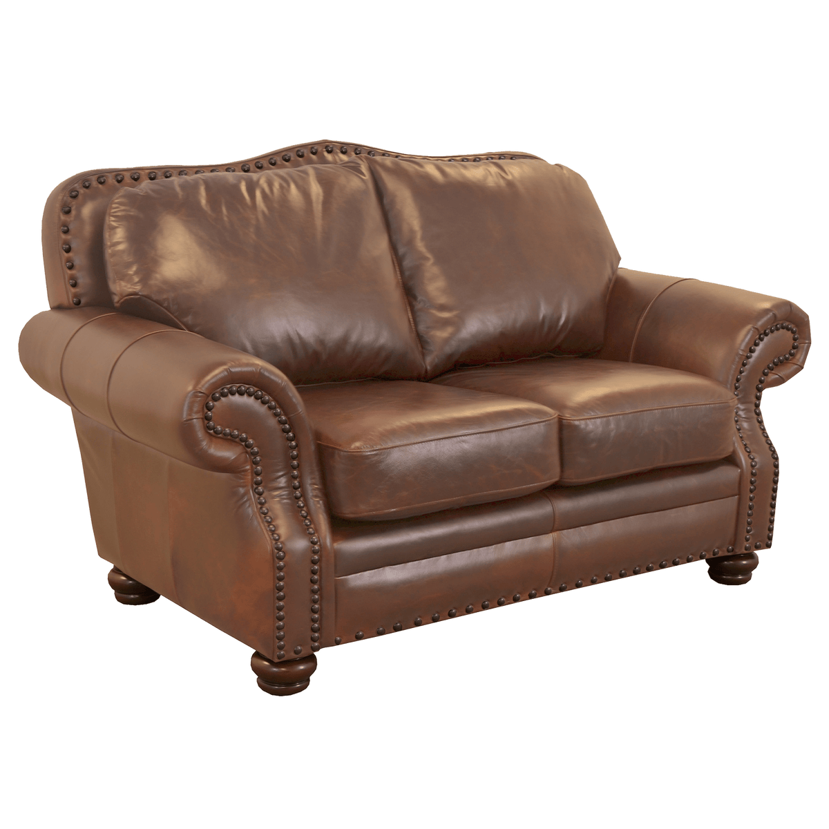Parker Genuine Leather Loveseat With Nailhead Trim - Made in the U.S.A. - Coja